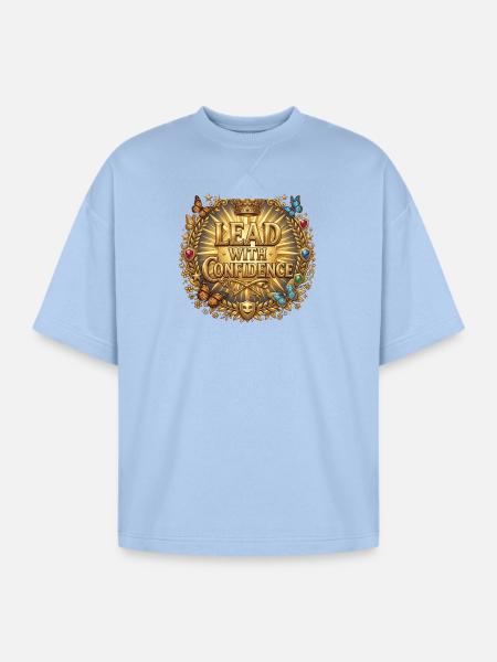 Lead with Confidence Golden Emblem - Oversized Unisex Short Sleeve Sweatshirt - powder blue