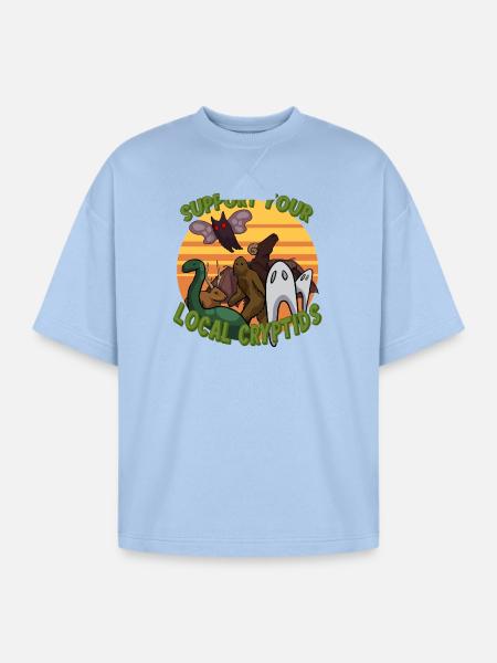 Support Your Local Cryptids - Oversized Unisex Short Sleeve Sweatshirt - powder blue