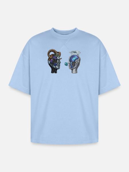 Steampunk Nebula Minds - Oversized Unisex Short Sleeve Sweatshirt - powder blue