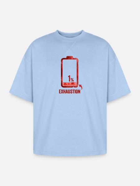1% Exhaustion Battery Art - Oversized Unisex Short Sleeve Sweatshirt - powder blue