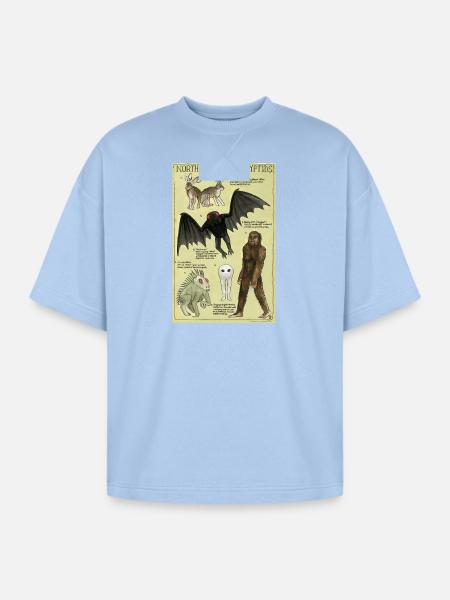 North American Cryptids Poster - Oversized Unisex Short Sleeve Sweatshirt - powder blue