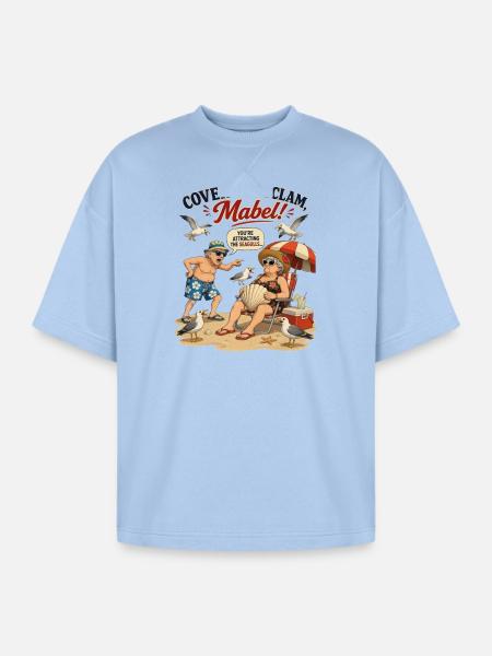 Cover Your Clam Mabel - Oversized Unisex Short Sleeve Sweatshirt - powder blue