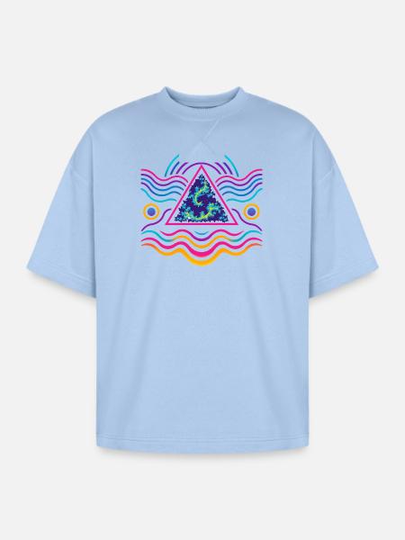 Neon Triangle Fractal Wave - Oversized Unisex Short Sleeve Sweatshirt - powder blue