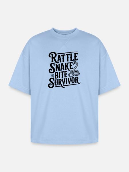 Rattle Snake Bite Survivor - Oversized Unisex Short Sleeve Sweatshirt - powder blue