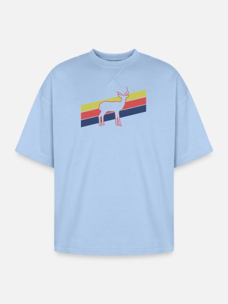 Retro Antelope Stripes – Safari Wildlife - Oversized Unisex Short Sleeve Sweatshirt - powder blue