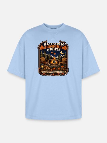 Autumn Bonfire Nights - Oversized Unisex Short Sleeve Sweatshirt - powder blue