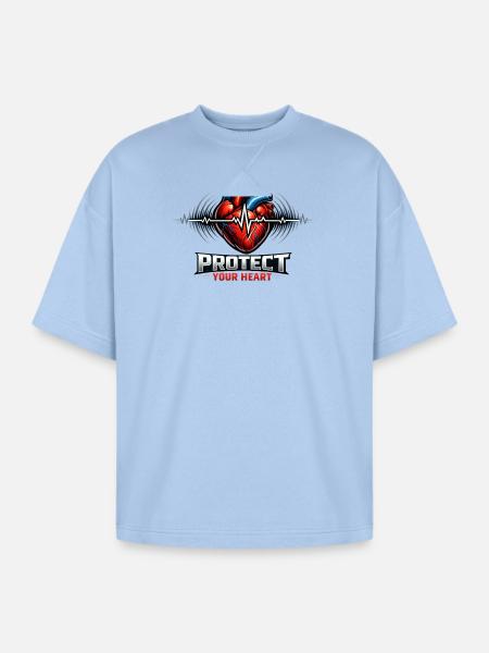 Protect Your Heart - Oversized Unisex Short Sleeve Sweatshirt - powder blue