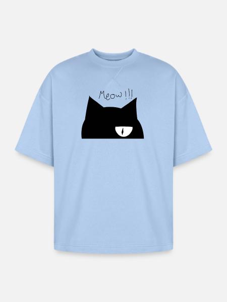 Cute cat face - Oversized Unisex Short Sleeve Sweatshirt - powder blue