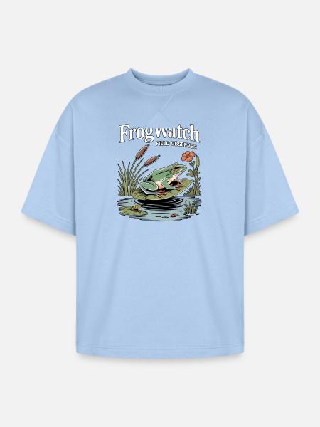 FrogWatch Field Observer Wetland - Oversized Unisex Short Sleeve Sweatshirt - powder blue