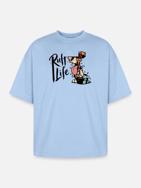 Splashy Sunglasses Pup - Oversized Unisex Short Sleeve Sweatshirt - powder blue