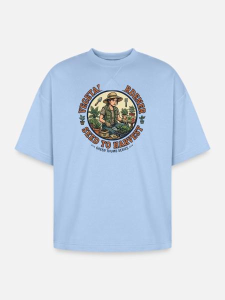 Seed to Harvest Garden - Oversized Unisex Short Sleeve Sweatshirt - powder blue