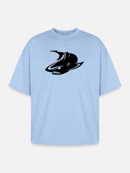 Shark - Oversized Unisex Short Sleeve Sweatshirt - powder blue