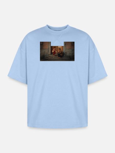 Stairs Exchange Quiet Kindness - Oversized Unisex Short Sleeve Sweatshirt - powder blue
