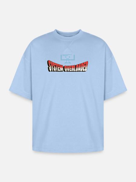 System Overloaded Graphic - Oversized Unisex Short Sleeve Sweatshirt - powder blue