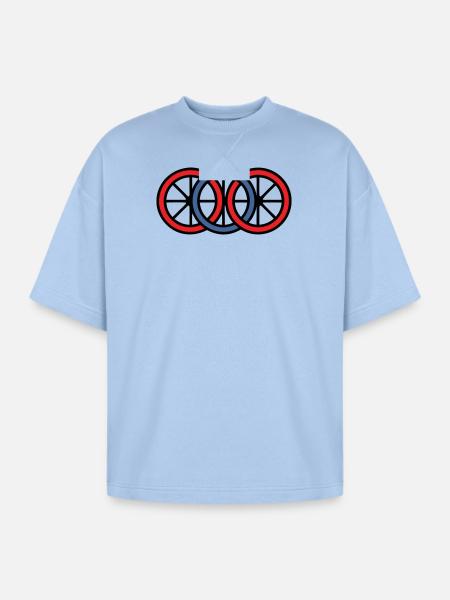 Bike Wheels Rings Logo - Oversized Unisex Short Sleeve Sweatshirt - powder blue