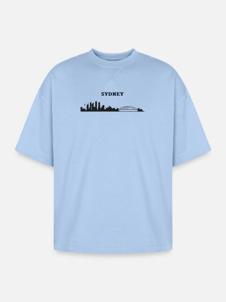 Sydney - Oversized Unisex Short Sleeve Sweatshirt - powder blue