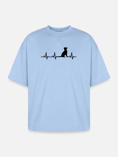 Dog ECG Heartline - Oversized Unisex Short Sleeve Sweatshirt - powder blue