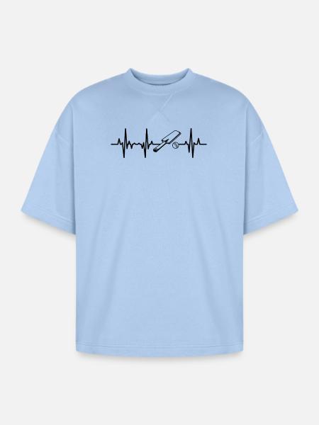 Cricket ECG Heartline - Oversized Unisex Short Sleeve Sweatshirt - powder blue