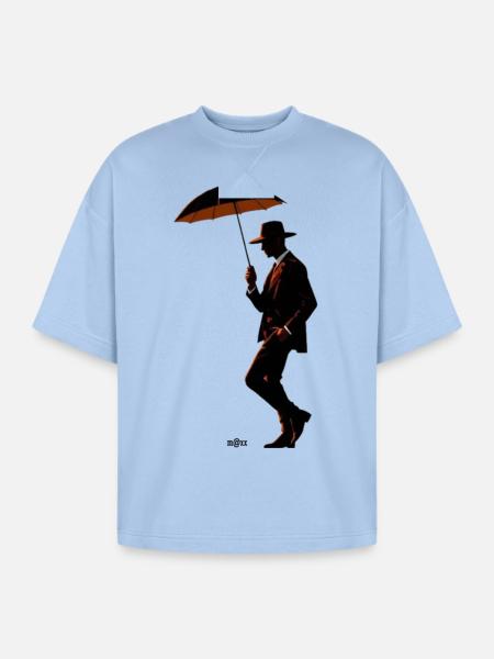 Noir Gentleman Umbrella Silhouette - Oversized Unisex Short Sleeve Sweatshirt - powder blue