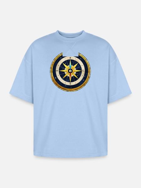 Stellar Golden Compass - Oversized Unisex Short Sleeve Sweatshirt - powder blue