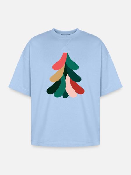 Vivid Abstract Evergreen – Christmas - Oversized Unisex Short Sleeve Sweatshirt - powder blue