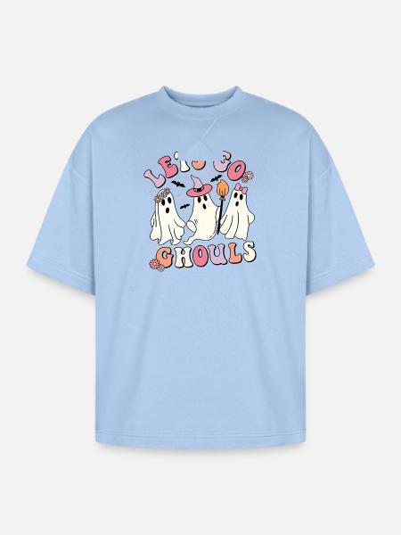 Let's Go Ghosts - Oversized Unisex Short Sleeve Sweatshirt - powder blue