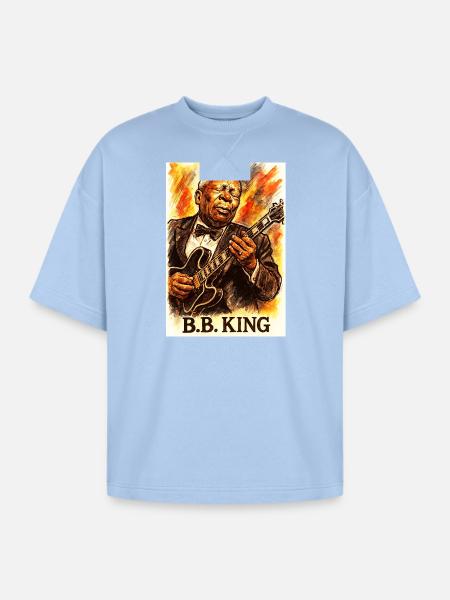 B.B. King Blues Guitar - Oversized Unisex Short Sleeve Sweatshirt - powder blue