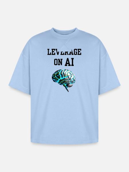 Leverage on AI Brain Neon - Oversized Unisex Short Sleeve Sweatshirt - powder blue