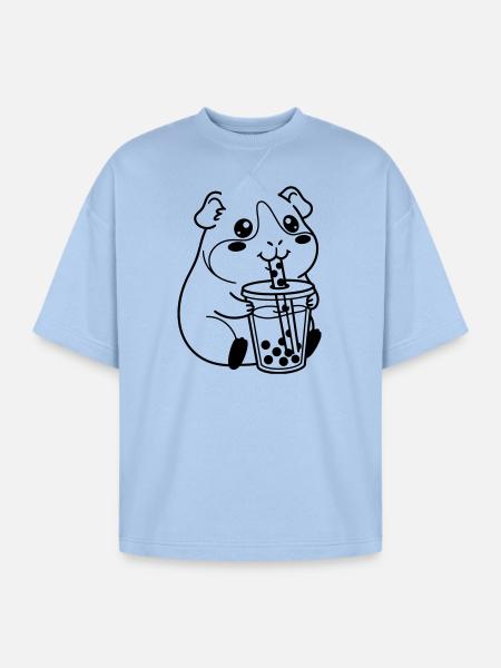 bubble tea - Oversized Unisex Short Sleeve Sweatshirt - powder blue