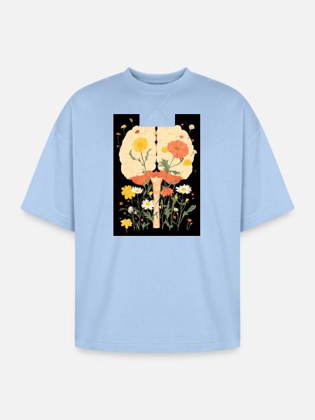 Blooming Mind - Oversized Unisex Short Sleeve Sweatshirt - powder blue