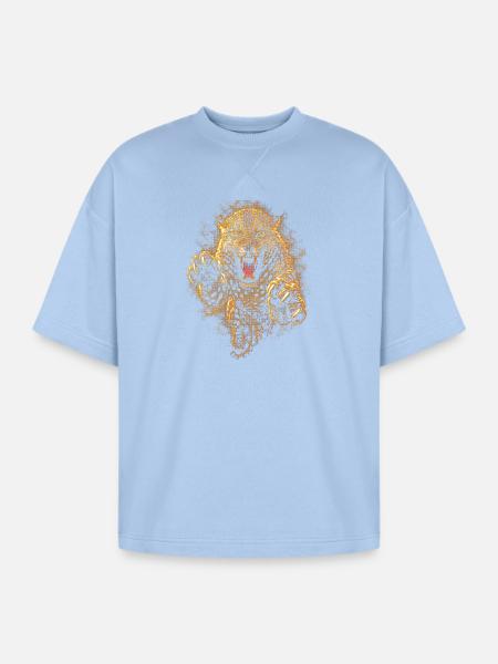Blazing Jaguar Roar - Oversized Unisex Short Sleeve Sweatshirt - powder blue