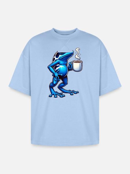 Poison Frog Coffee - Oversized Unisex Short Sleeve Sweatshirt - powder blue