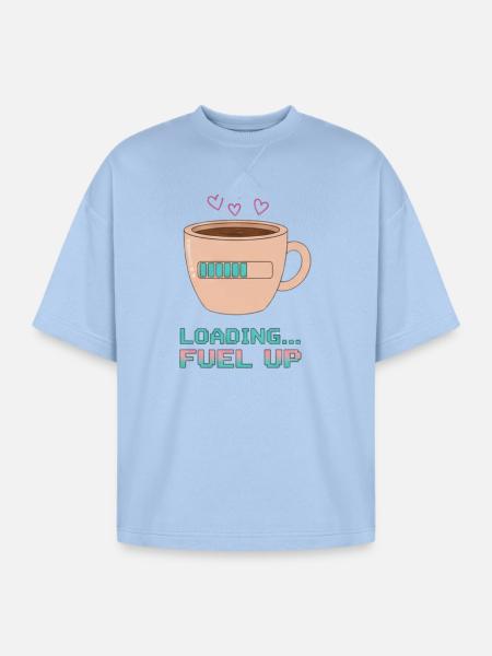 Coffee Loading… - Oversized Unisex Short Sleeve Sweatshirt - powder blue