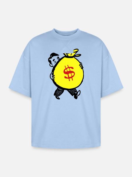 Money Bag - Oversized Unisex Short Sleeve Sweatshirt - powder blue