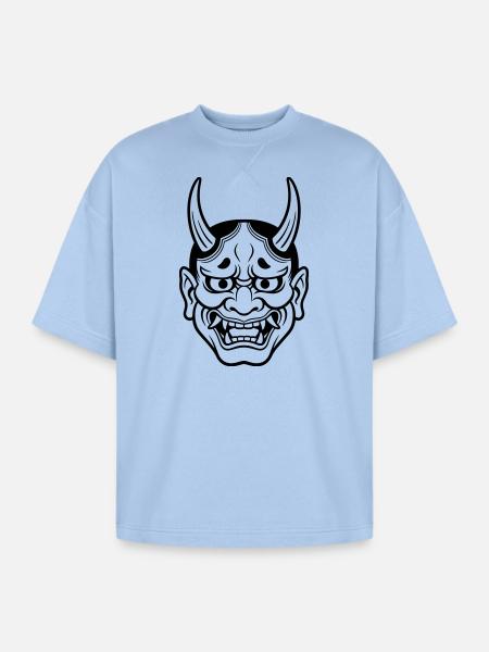 japanese demon mask - Oversized Unisex Short Sleeve Sweatshirt - powder blue