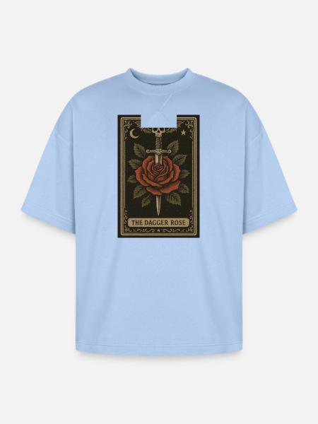 Dagger Rose Tarot Card - Oversized Unisex Short Sleeve Sweatshirt - powder blue