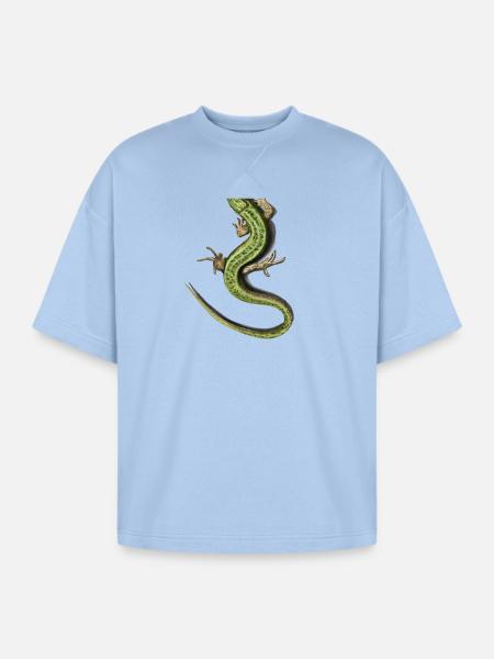 Verdant Salamander Swirl - Oversized Unisex Short Sleeve Sweatshirt - powder blue