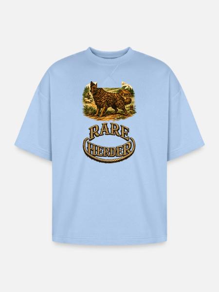 Rare Herder: Rustic Wolfdog Scene - Oversized Unisex Short Sleeve Sweatshirt - powder blue