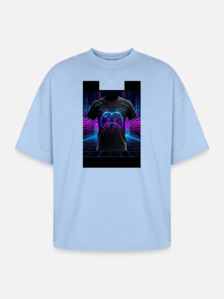 Neon Circuit Controller - Oversized Unisex Short Sleeve Sweatshirt - powder blue