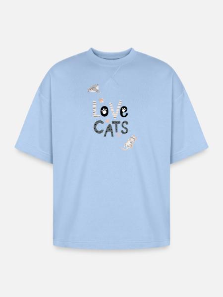 cat lovers - Oversized Unisex Short Sleeve Sweatshirt - powder blue