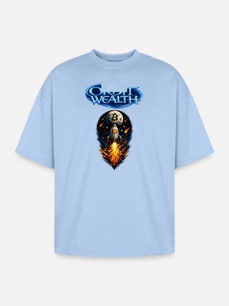 Orbit Wealth Bitcoin Rocket - Oversized Unisex Short Sleeve Sweatshirt - powder blue
