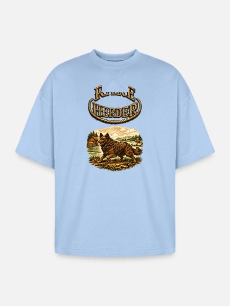 Rare Herder: Rustic Herding Wolfdog - Oversized Unisex Short Sleeve Sweatshirt - powder blue