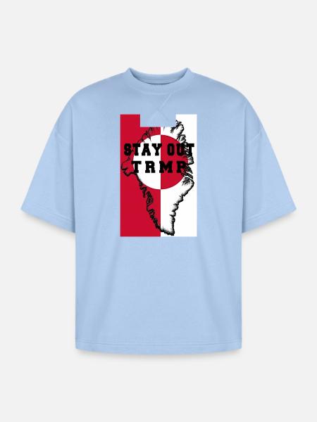 Greenland red white - Oversized Unisex Short Sleeve Sweatshirt - powder blue