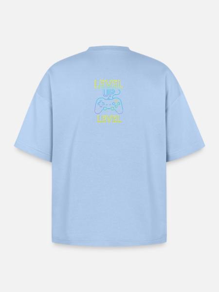 Neon Level Up Controller - Oversized Unisex Short Sleeve Sweatshirt - powder blue
