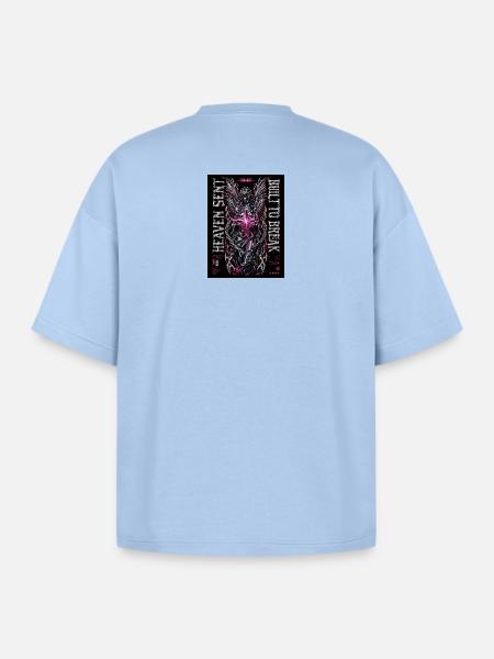 Heaven Bleed Neon Angel Wings - Oversized Unisex Short Sleeve Sweatshirt - powder blue