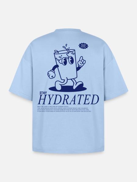 Stay Hydrated - Drink Your Water - Oversized Unisex Short Sleeve Sweatshirt - powder blue