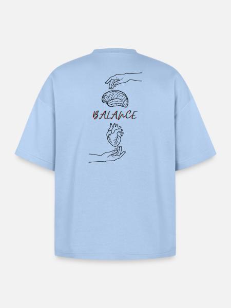 The Balance = Brain & Heart - Oversized Unisex Short Sleeve Sweatshirt - powder blue
