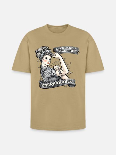 Glioblastoma Warrior: Unbreakable - Heavyweight Unisex T-Shirt HAMMER by Gildan - tan
