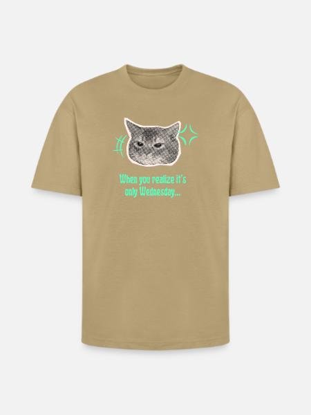 Wednesday Cat Halftone Meme - Heavyweight Unisex T-Shirt HAMMER by Gildan - tan