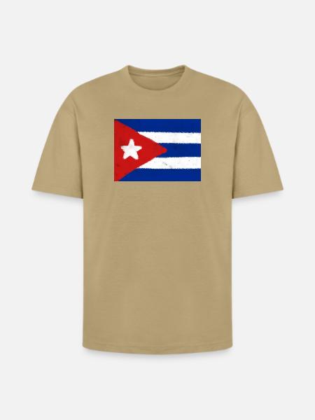 Cuban flag  - Heavyweight Unisex T-Shirt HAMMER by Gildan - tan
